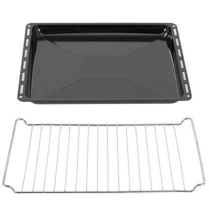 ICQN Backblech & Backofenrost Set emailliert, 422 x 375 mm, schwarz, mit verchromtem Rost
