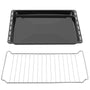 ICQN Backblech & Backofenrost Set emailliert, 422 x 375 mm, schwarz, mit verchromtem Rost