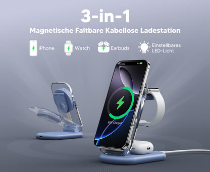 Mukiya 3-in-1 MagSafe Ladestation für iPhone, Apple Watch, AirPods