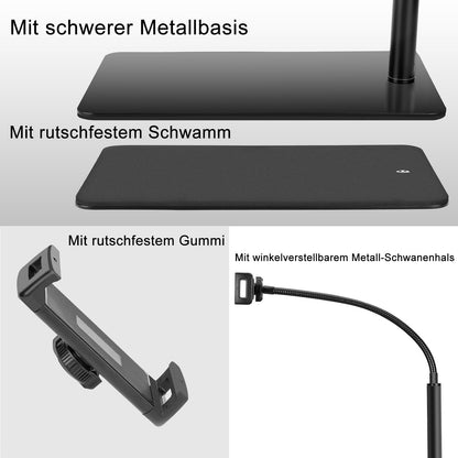LanPavilion Tablet-Bodenständer, 360 Grad drehbar, Metall-Schwanenhals