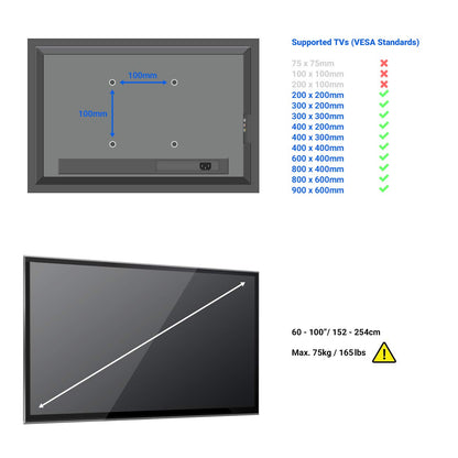 deleyCON Universal TV Wandhalterung - neigbar 60-100 Zoll