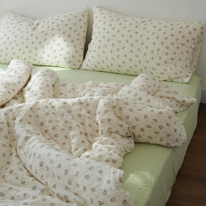 AShanlan Musselin Bettwäsche Set 135x200 cm Rosa mit Blumenmuster