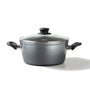 STONELINE XXL Aluguss Kochtopf Induktion 28 cm Grau mit Deckel. Großer, runder, grauer Topf mit Deckel zum Kochen auf Induktionsherden.