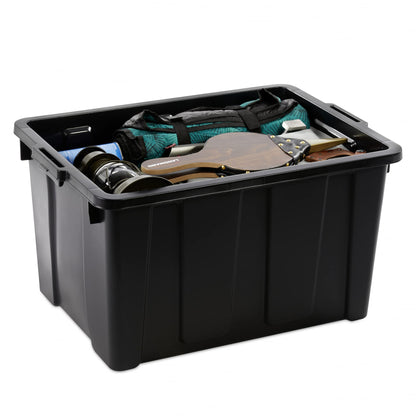 Iris Ohyama Aufbewahrungsbox 68 L mit Deckel, 4er-Set, Rot, stapelbar