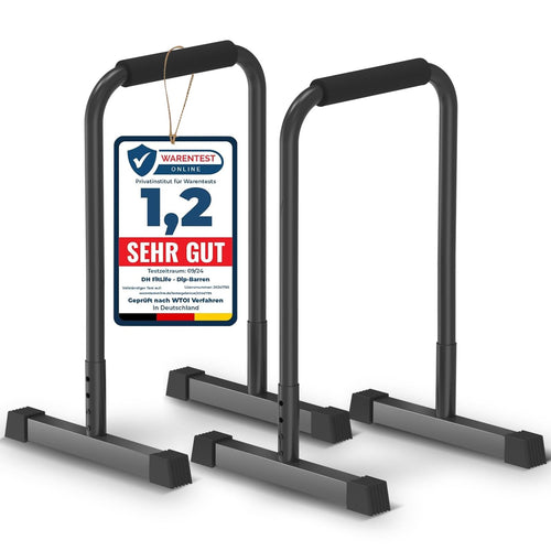 DH FitLife Dip Barren Calisthenics - Verstellbar 80-90 cm. Höhenverstellbare Parallelbarren zur Durchführung von Dips, L-Sits und Push-ups.