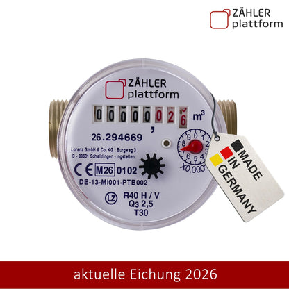 ZÄHLER plattform Wasserzähler Zapfhahn Qn 1,5 BL 80 mm 3/4 Zoll