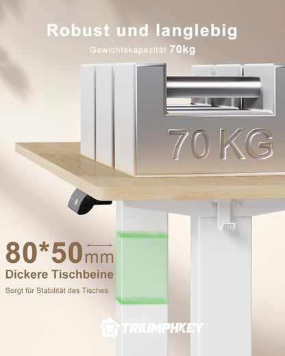 TRIUMPHKEY Höhenverstellbarer Schreibtisch 140x70 cm - Elektrisch USB