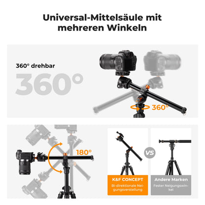 K&F CONCEPT O234A1 Kamerastativ mit Auslegearm Aluminium 163cm