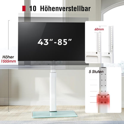 AOKCOS Universal TV Bodenständer 1.6m 43-85 Zoll – Weiss