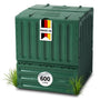 Garantia ECO-King Komposter 600 Liter grün aus Recyclingkunststoff mit Deckel und zwei Einfüllklappen