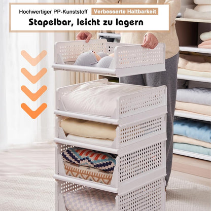 5er Set Stapelbare Schubladenbox Organizer – Weiss 42x33x25cm