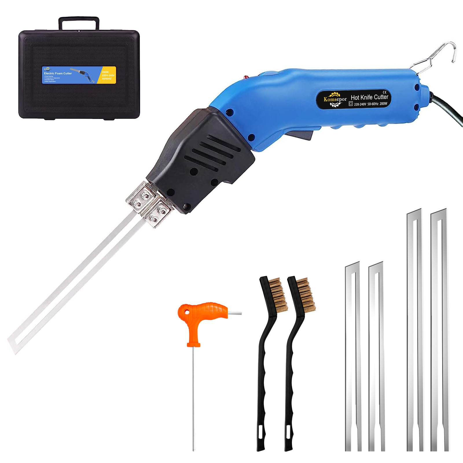 Komsepor 200W Styroporschneider Heissmesser. Blaues, luftgekühltes Heissmesser zum präzisen Schneiden von Styropor.