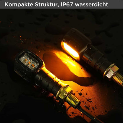 evermotor Mini LED Blinker Motorrad E-geprüft 12V Retro 4 Stück IP67