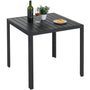 LIFERUN Gartentisch D-058, Aluminium WPC Balkontisch 75x75 cm Schwarz, quadratische gestreifte Tischplatte