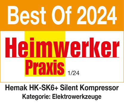 HEMAK HK-SK6+ Flüster-Druckluftkompressor - 6L 8 Bar 1PS