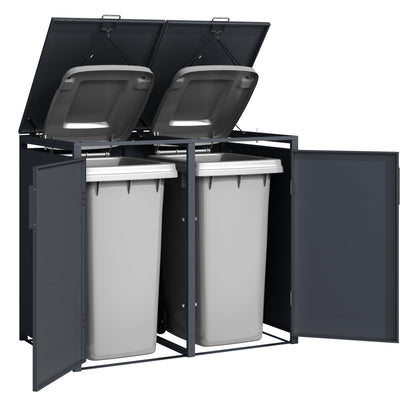 DEGAMO MÜNCHEN Mülltonnenbox 2x 120L Stahl Anthrazit