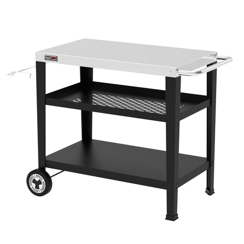 Royal Gourmet Servierwagen 3-Etagen Edelstahl Küchenwagen - 85x50cm. Transportiert Speisen und Geschirr effizient in der Küche.