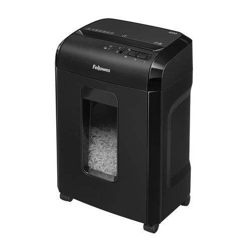 Fellowes Powershred 10M Aktenvernichter P5 Microcut – Schwarz. Aufrecht. Vernichtet sensible Dokumente mit Partikelschnitt.