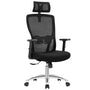 Durrafy Ergonomischer Bürostuhl Drehstuhl mit Kopfstütze - Schwarz. Ergonomischer, schwarzer Drehstuhl mit Kopfstütze für komfortables Bürositzen.