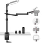 NEEWER TL253A+MH022 Kamera Tischhalterung - Teleskop 1.2m Klapparm. Schwarze Metallkonstruktion. Hält Kameras flexibel am Tisch für Streaming/Vlogging.