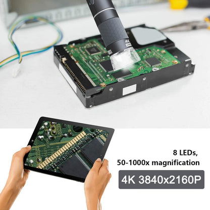 Jiusion 4K WiFi USB Digitalmikroskop 50-1000x mit Metallständer