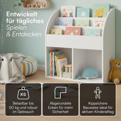 Bellabino Koro Kinder-Bücherregal, 5 Fächer, Holzwerkstoff, weiss