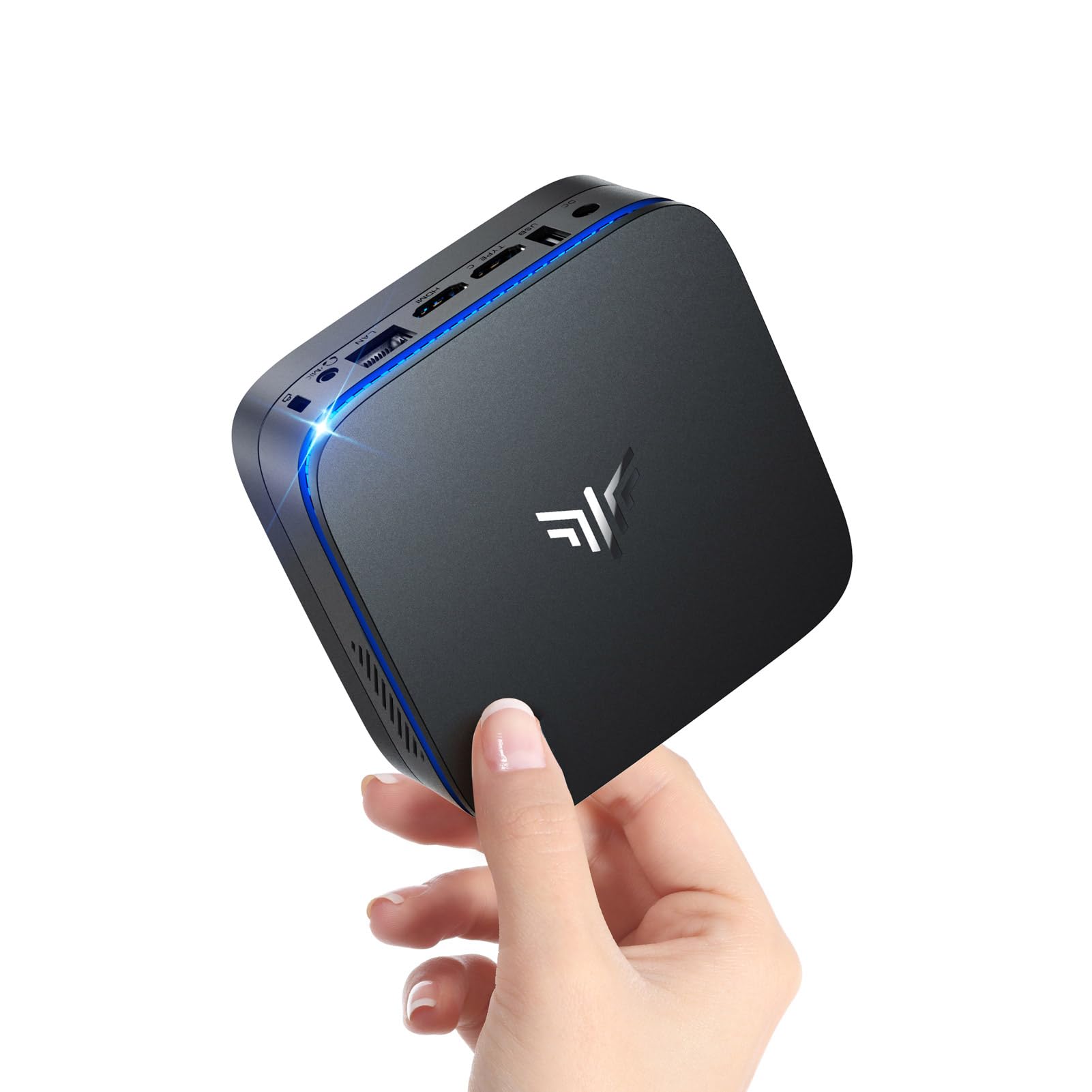 NiPoGi AK1PLUS Mini PC - Intel N95, 8GB RAM, 256GB SSD. Schwarzer, kompakter, rechteckiger Computer für Büro & Heim.
