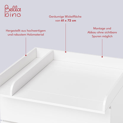 Bellabino Oti Wickelaufsatz für Malm, Hemnes & Nordli, weiss