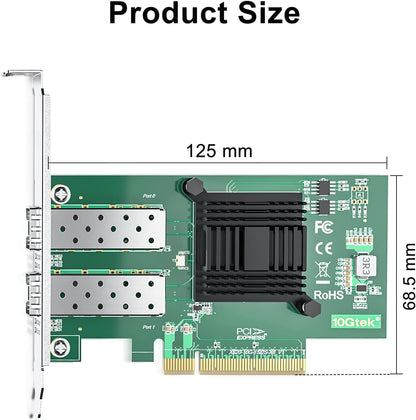 10Gtek 10Gb PCI-E X520-DA2 Netzwerkkarte - Dual SFP+