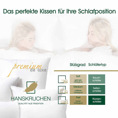 HANSKRUCHEN® Premium de Luxe Daunenkissen 80x80 cm - 3 Kammer
