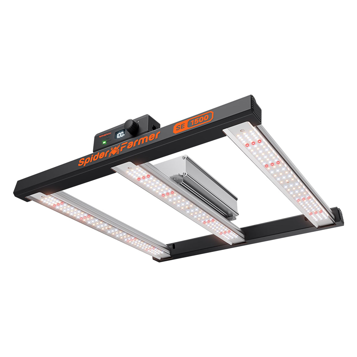 Spider Farmer SE1500 LED Grow Lampe Samsung 301H EVO 70x70CM. Rechteckige LED-Lampe. Vollspektrum-LEDs zur Indoor-Pflanzenzucht.