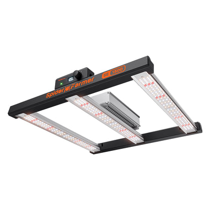 Spider Farmer SE1500 LED Grow Lampe Samsung 301H EVO 70x70CM. Rechteckige LED-Lampe. Vollspektrum-LEDs zur Indoor-Pflanzenzucht.