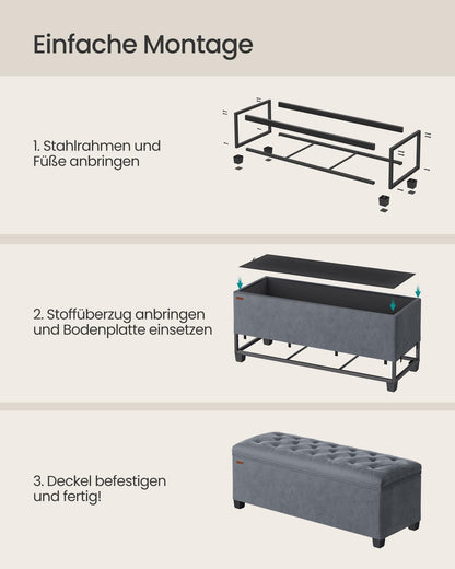 SONGMICS Sitzbank mit Stauraum LSF089G01 - schiefergrau 110 cm