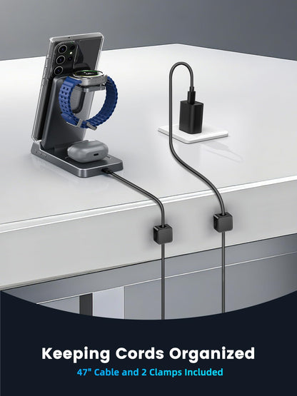 Elecdov 3-in-1 kabellose Ladestation, magnetisch für Samsung