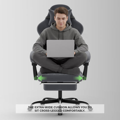 NIONIK Gaming Stuhl ergonomisch, höhenverstellbar, Grau