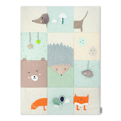 Momi VOLPI sensorische Patchwork-Matte, Krabbeldecke 120 x 160 cm