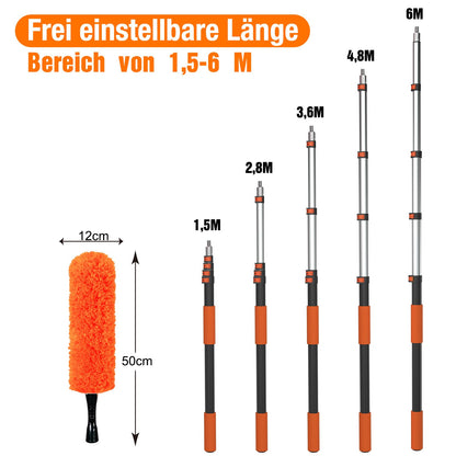 LAANPOLE Teleskop-Staubwedel Set 6 m waschbar mit Fensterabzieher