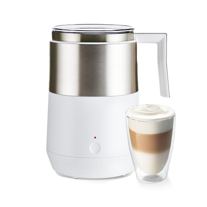 Tchibo Induktions-Milchaufschäumer für warmen & kalten Milchschaum – Cremeweiss. Zylindrischer Behälter für Kaffee-Milchschaum.
