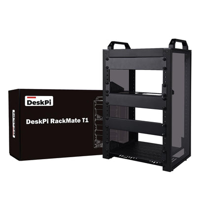GeeekPi DeskPi RackMate T1 Netzwerkschrank 8U Schwarz. Rechteckiger, schwarzer 8U-Netzwerkschrank zur Organisation und zum Schutz von Server- und Netzwerkkomponenten.