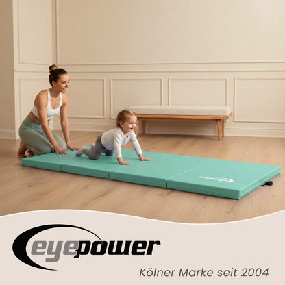 EYEPOWER Turnmatte klappbar, 180 x 60 cm, 5 cm dick, Mint-Lila