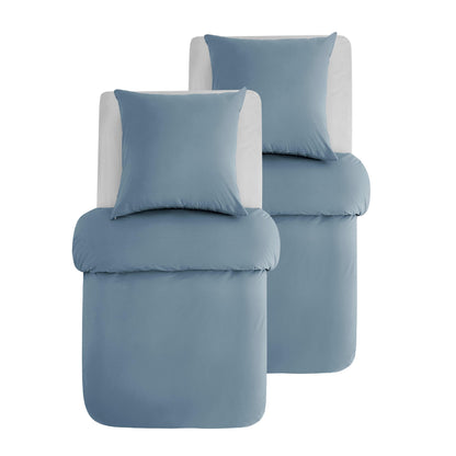 Bedsure Bettwäsche-Set Baumwolle 135x200, 4-teilig, Graublau