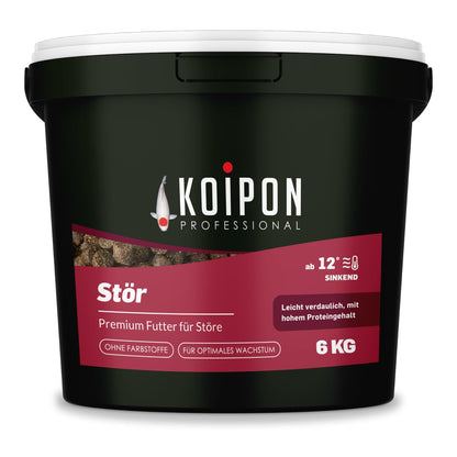 KOIPON Premium Störfutter 6 kg sinkend, Teichfutter Pellets 5-6 mm für Störe im Gartenteich