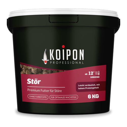 KOIPON Premium Störfutter 6 kg sinkend, Teichfutter Pellets 5-6 mm für Störe im Gartenteich