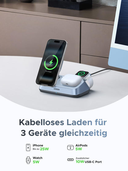 UGREEN MagFlow 3-in-1 Magnetic Wireless Ladeständer 25W Qi2