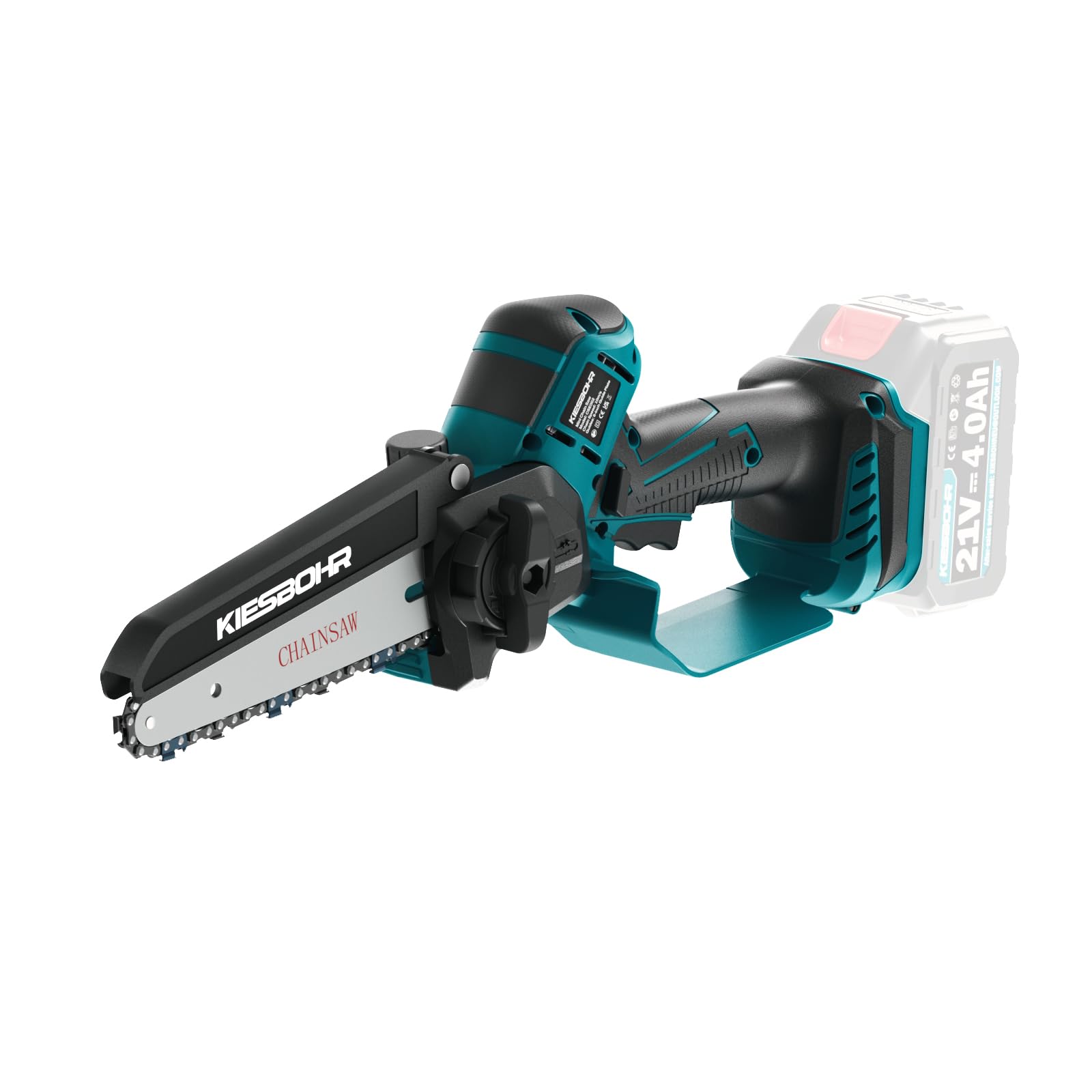 KIESBOHR CSE002 Mini Akku Kettensäge 15cm – Makita 18V kompatibel. Kompakte Akku-Kettensäge zum kabellosen Schneiden von Ästen und Kleinholz.