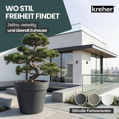 Kreher XXL Pflanzkübel rund mit Rollen, Anthrazit, Ø 79 cm
