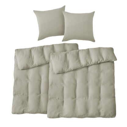 BEDELITE Musselin Bettwäsche 135x200 cm, Baumwolle, 4-teilig, Taupe