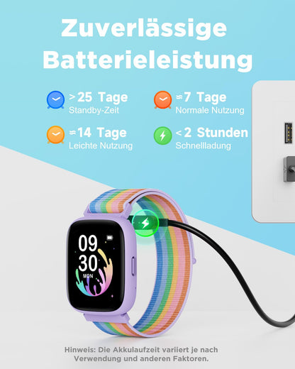 BIGGERFIVE BRAVE 2 Smartwatch Kinder, Fitness Tracker, IP68, Nylon