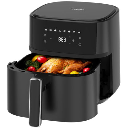 Airfryer XL Heissluftfritteuse 6.5L – Metall-Innenraum. Mit Metall-Garbehälter. Frittiert und gart Speisen fettarm mittels Heißluftzirkulation.