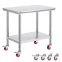 VEVOR Edelstahl Arbeitstisch Küche – 90x60x85cm mit Rollen. Rechteckiger, silberner Edelstahltisch zur Nutzung in Küchen und Gastronomie.